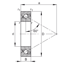 推力角接触球轴承 7602012-2RS-TVP, 单向，接触角 a = 60°，限制公差，两侧唇密封