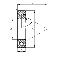 推力角接触球轴承 BSB060120-T, 单向，接触角 α = 60°，限制公差