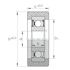 滚轮 KLRZ12X41X16-2RSR, 带塑料箍，两侧密封