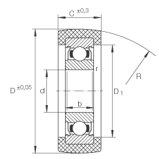 滚轮 KLRU12X47X20-2Z, 带塑料箍，两侧密封
