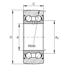 滚轮 LR50/5-2RSR, 双向，两侧密封