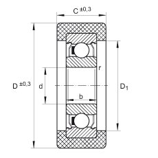 滚轮 KLRZ10X30X10-2Z, 带塑料箍，两侧密封