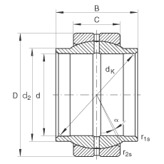 关节轴承 GE320-LO, 根据 DIN ISO 12 240-1 标准，需维护