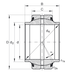 关节轴承 GE45-HO-2RS, 根据 DIN ISO 12 240-1 标准, 需维护，两侧唇密封