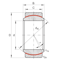 关节轴承 GE15-UK, 根据 DIN ISO 12 240-1 标准，免维护