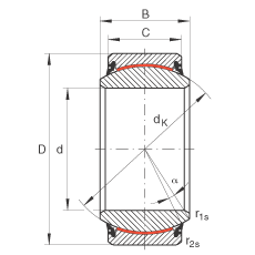 关节轴承 GE100-UK-2RS, 根据 DIN ISO 12 240-1 标准, 免维护，两侧唇密封