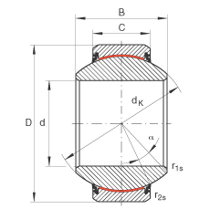 關(guān)節(jié)軸承 GE120-FW-2RS, 根據(jù) DIN ISO 12 240-1 標(biāo)準(zhǔn), 免維護，兩側(cè)唇密封