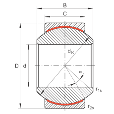 关节轴承 GE10-PW, 根据 DIN ISO 12 240-1 标准，尺寸系列 K，免维护