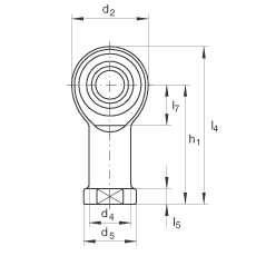 杆端轴承 GIKR22-PW, 根据 DIN ISO 12 240-4 标准，带右旋内螺纹，需维护