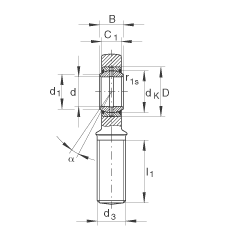 杆端轴承 GAR17-DO, 根据 DIN ISO 12 240-4 标准，带右旋外螺纹，需维护