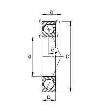 主軸軸承 B7006-E-T-P4S, 調(diào)節(jié)，成對或單元安裝，接觸角 α = 25°，限制公差