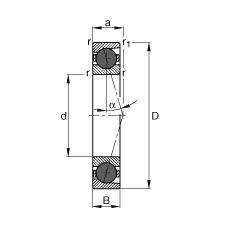主轴轴承 HCB7010-C-T-P4S, 调节，成对或单元安装，接触角 α = 15°，陶瓷球，限制公差