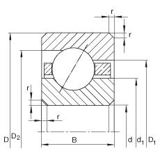 薄截面轴承 CSED040, 角接触球轴承，类型E，运行温度 -54°C 到 +120°C
